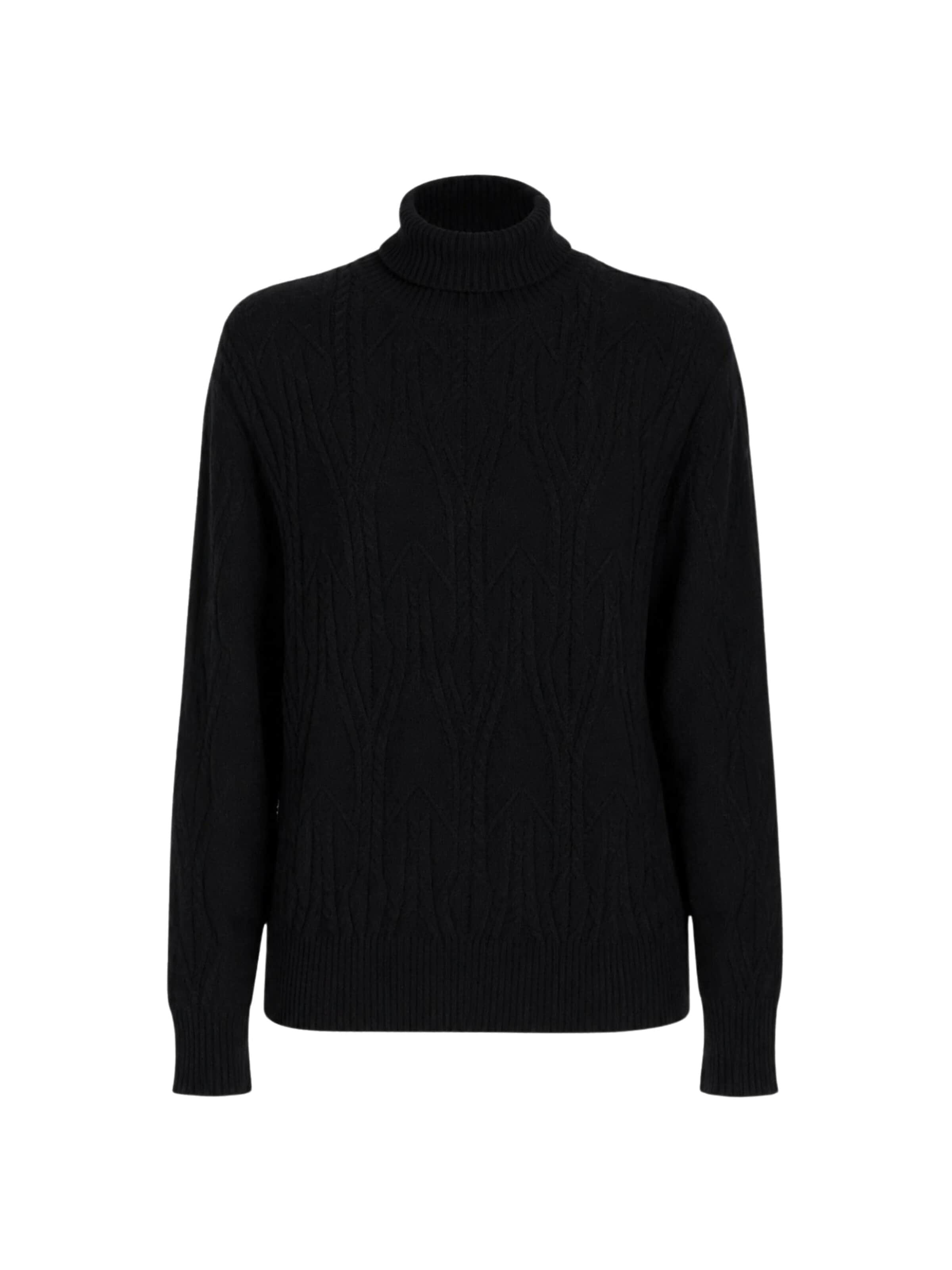 Pull-over 'Cable Knit Turtleneck Sweater' Influencer en noir : devant