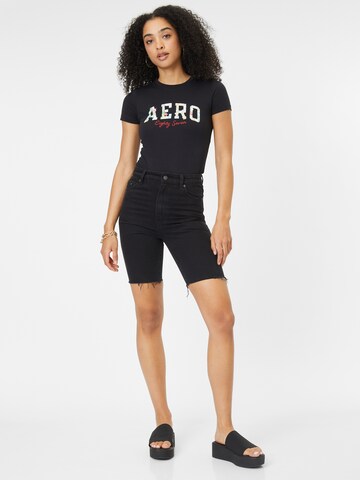 AÉROPOSTALE T-Shirt 'JUN AERO' in Schwarz