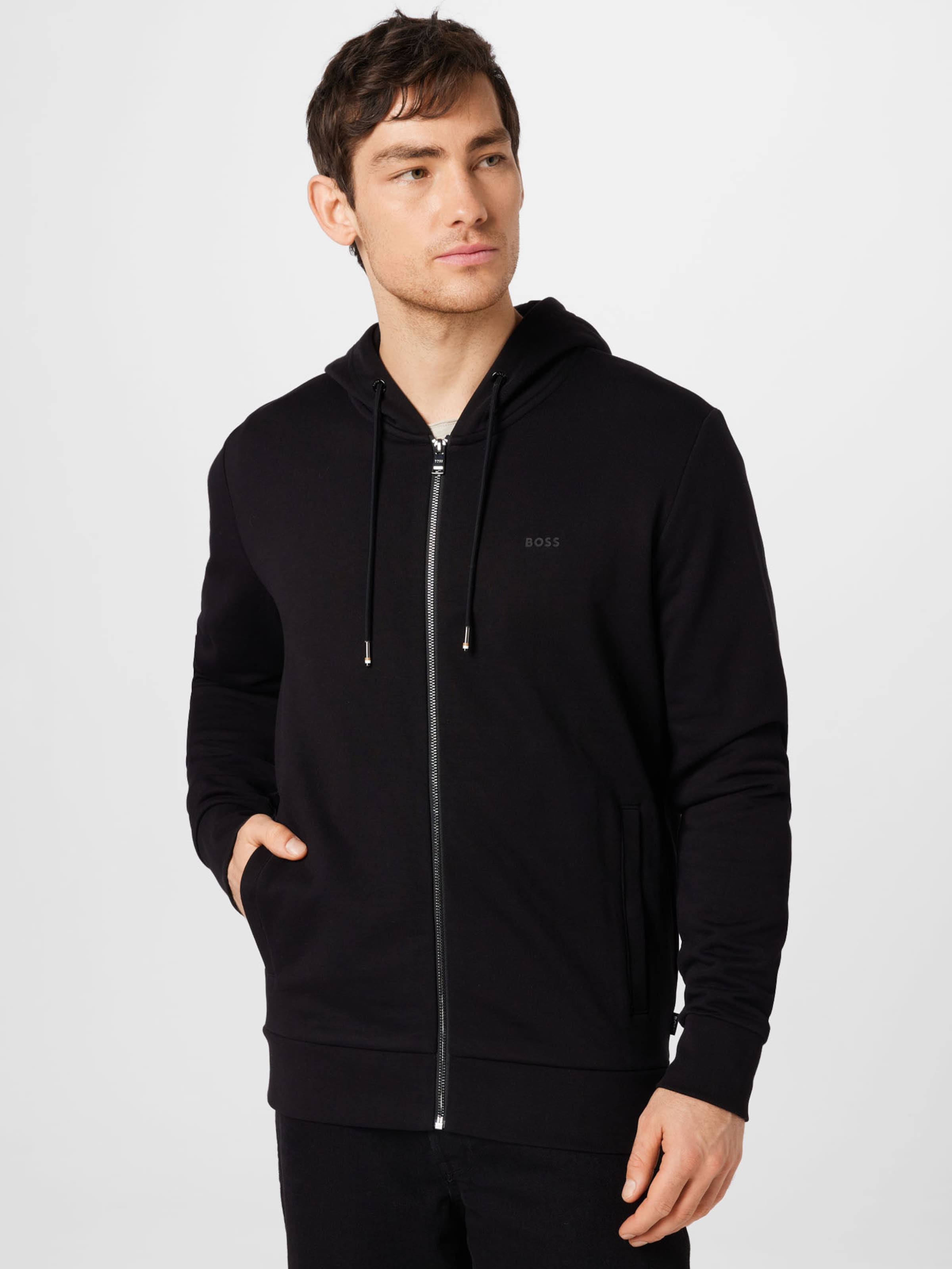 Hugo boss black zip best sale hoodie