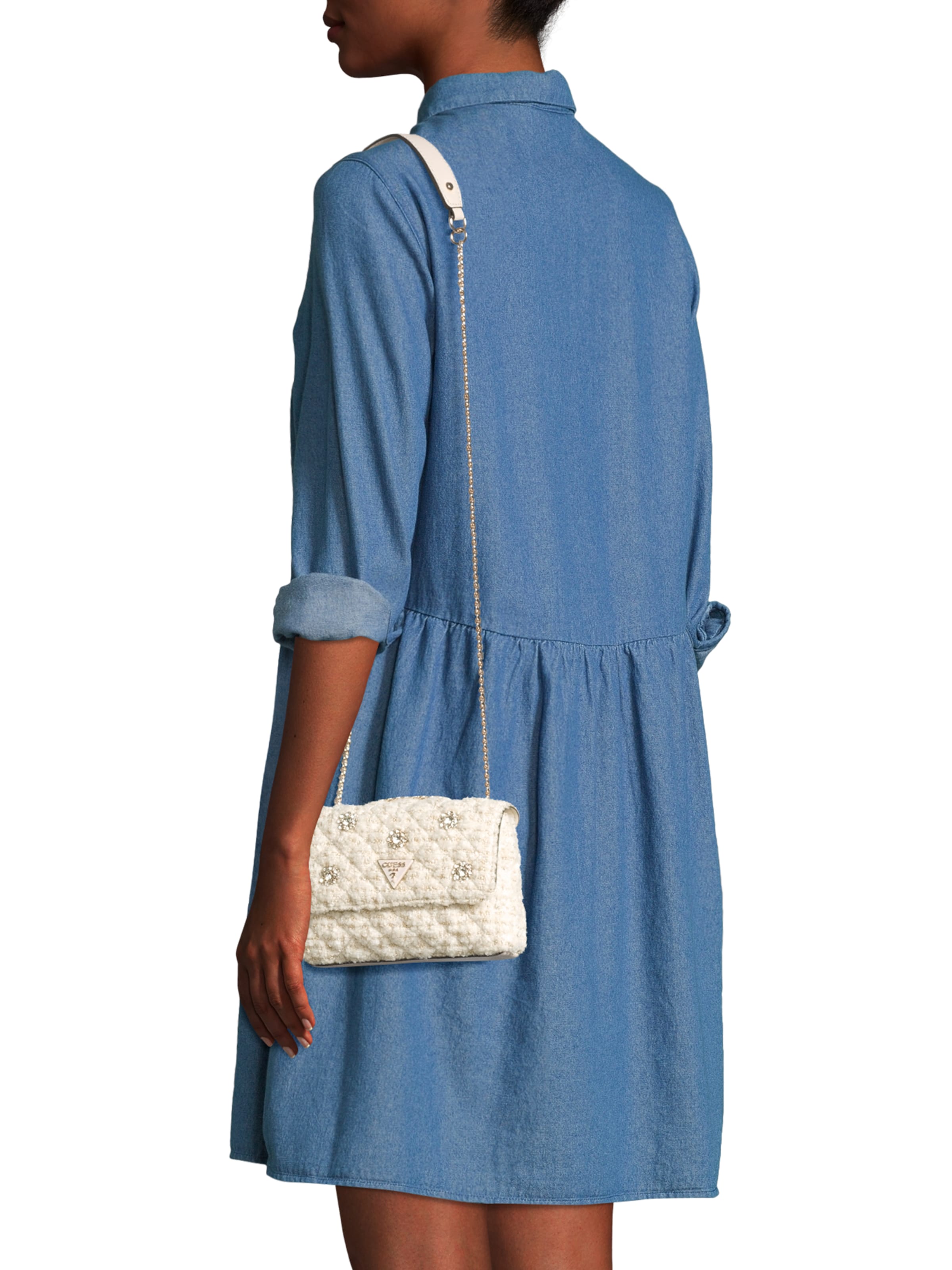 Sac à bandoulière 'EVERLEE MINI CNVRTVLE XBDY FLP' GUESS en beige : devant