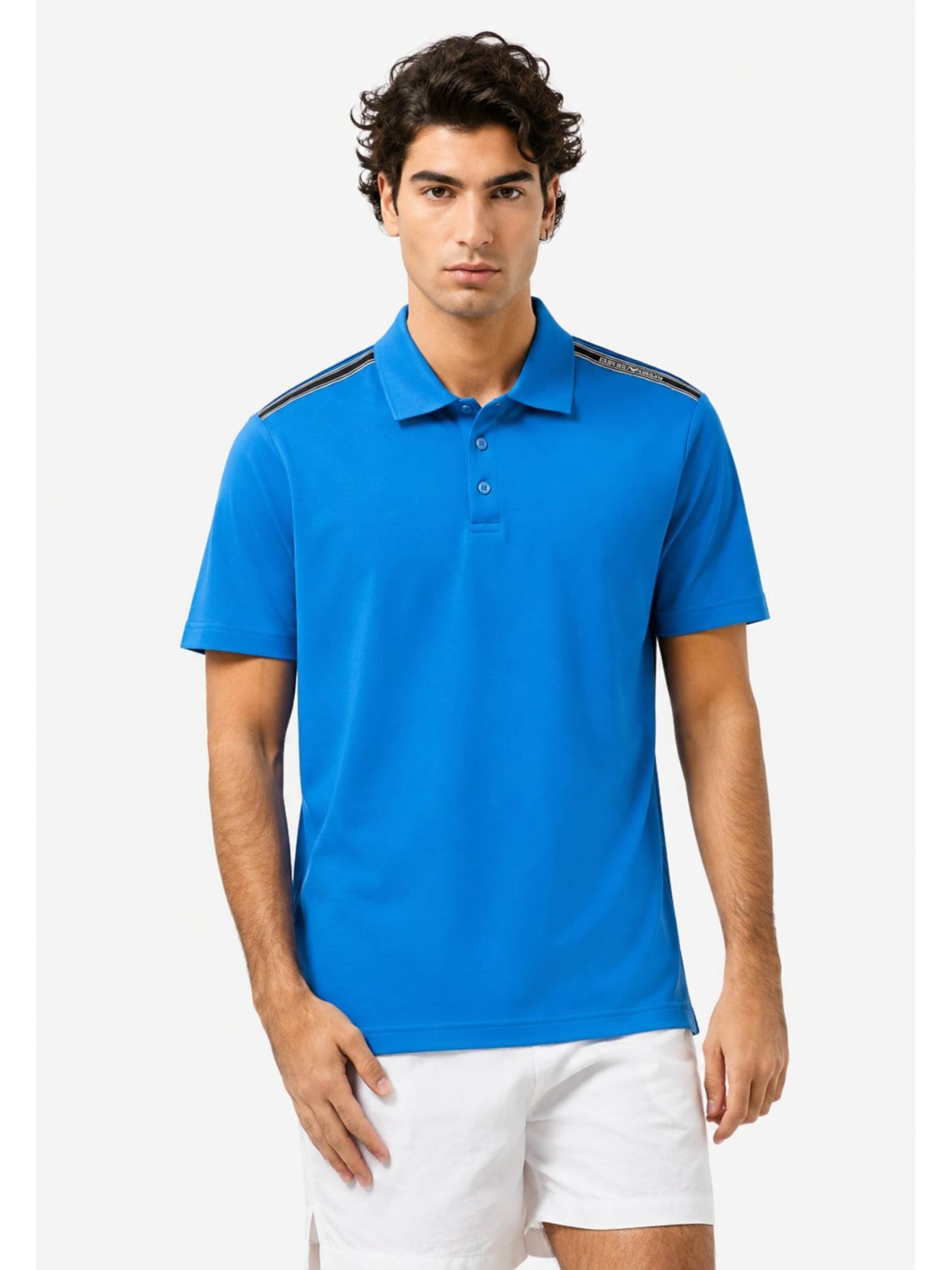 Emporio Armani - Camiseta 'Men's Polo Shirt with Logotape on Shoulders' en azul