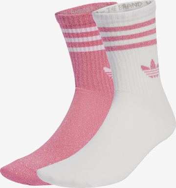 Chaussettes '3-Stripes Glitter Crew 2 Pairs' ADIDAS ORIGINALS en rose : devant