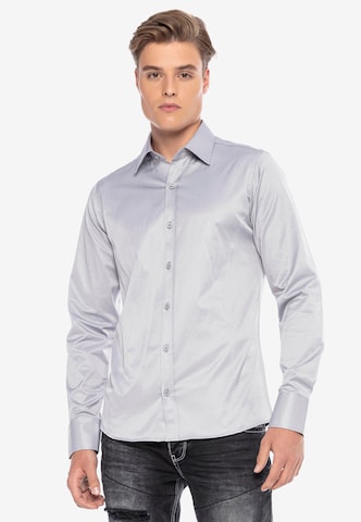 CIPO & BAXX Slim fit Button Up Shirt in Grey: front