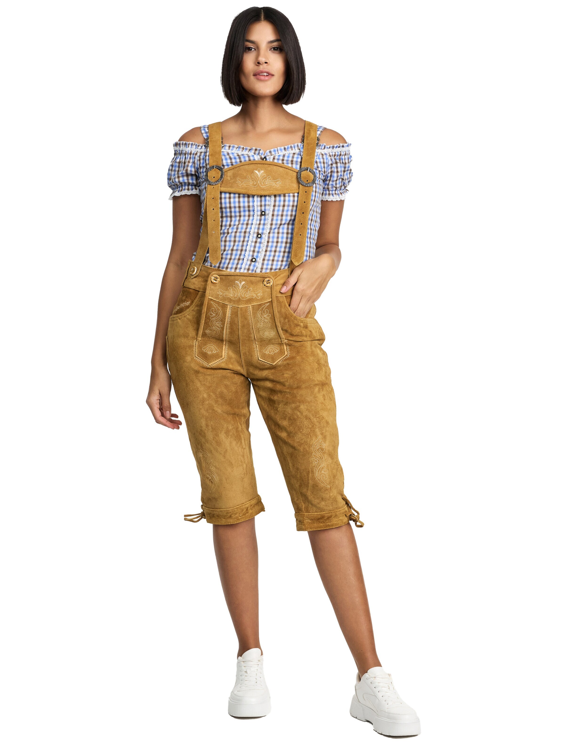 Steigenhöfer Regular Traditional Pants 'Clara' in Brown: front