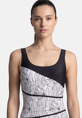 BECO the world of aquasports Badeanzug 'Flower Lines' in Schwarz