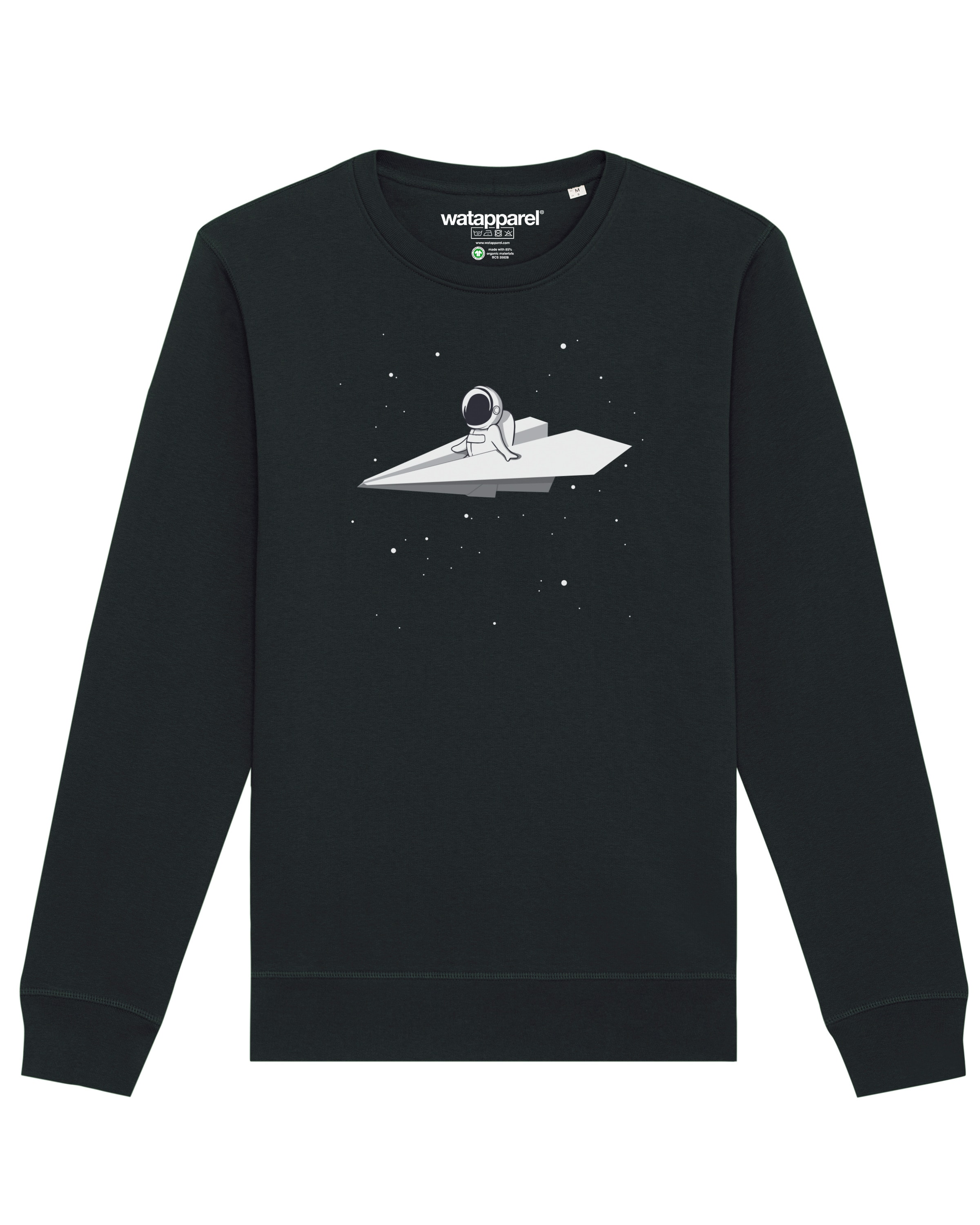 Sweat-shirt ' Fly me to the moon ' Watapparel en noir : devant