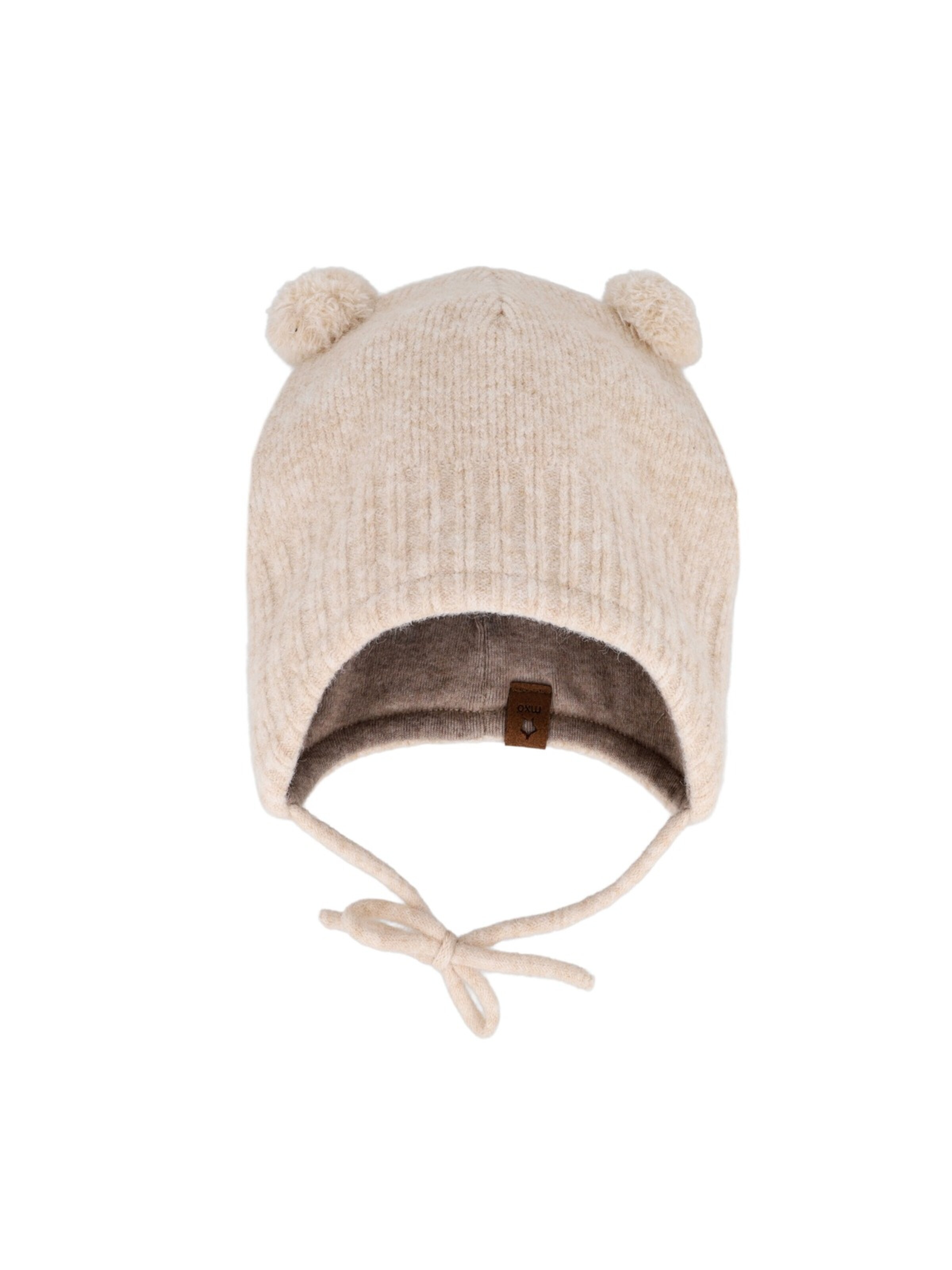 MAXIMO Mütze 'BABY-Inkamütze, 2 Pompons,  Bindeband, Jerseyfutter'‌‌‌‌‌‌ in Weiß