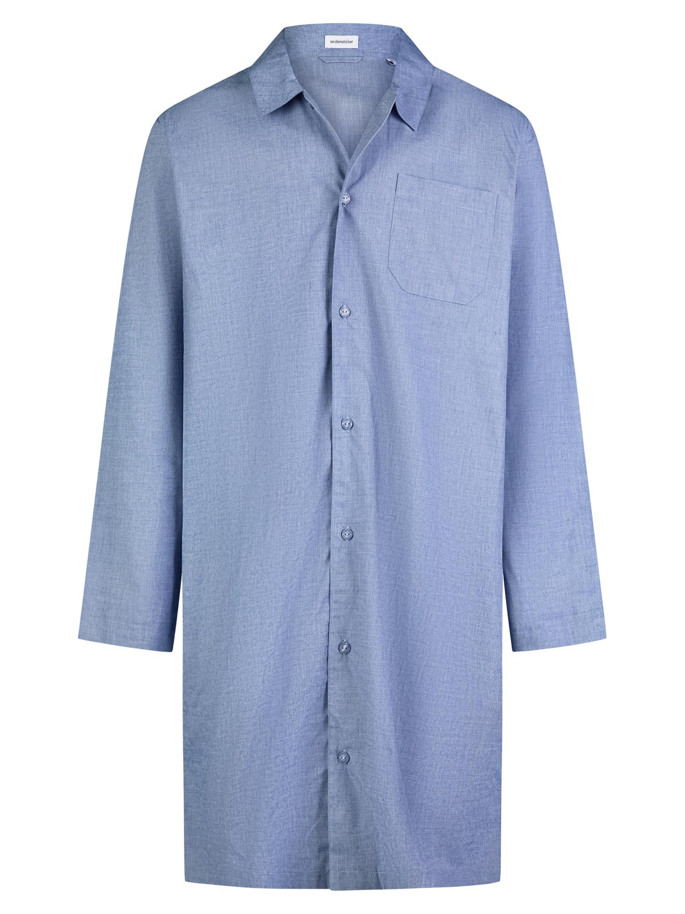 SEIDENSTICKER Pyjama lang 'Classic Fil a Fil' in Blauw: voorkant
