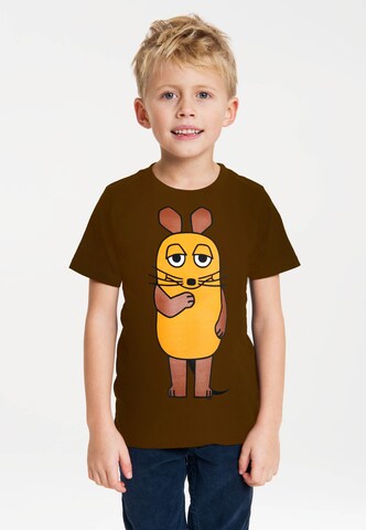 LOGOSHIRT Shirt 'Die Sendung mit der Maus - Maus' in Brown: front