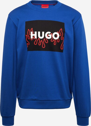 HUGO Sweat-shirt 'Duragol' en bleu roi / rouge / noir / blanc, Vue avec produit