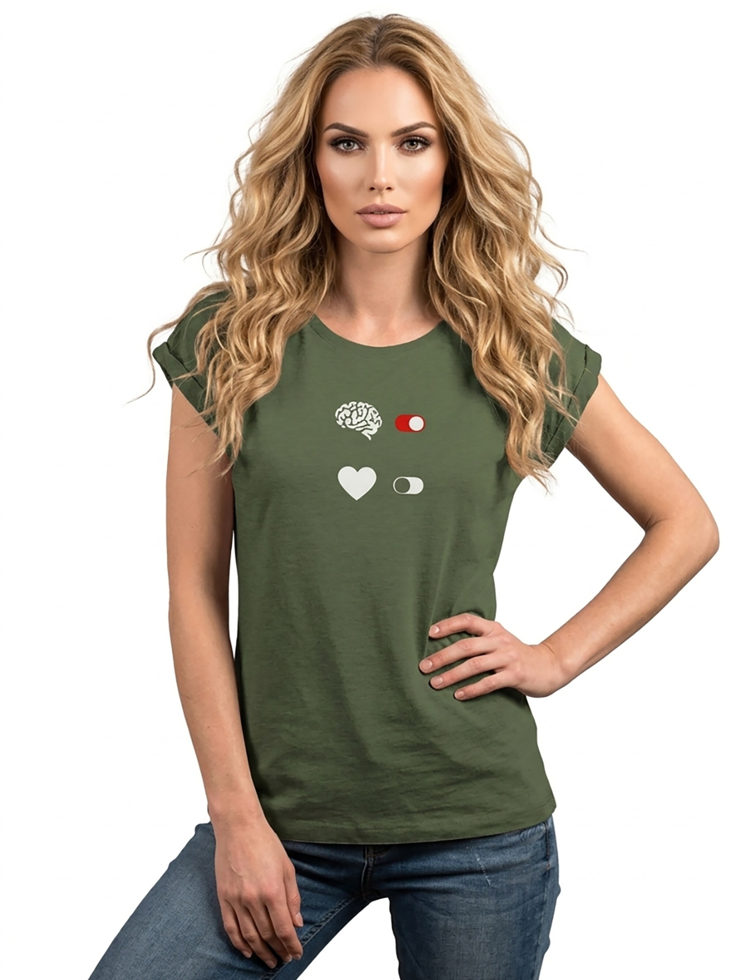 MAKAYA Shirt 'BrainOn' in Green: front