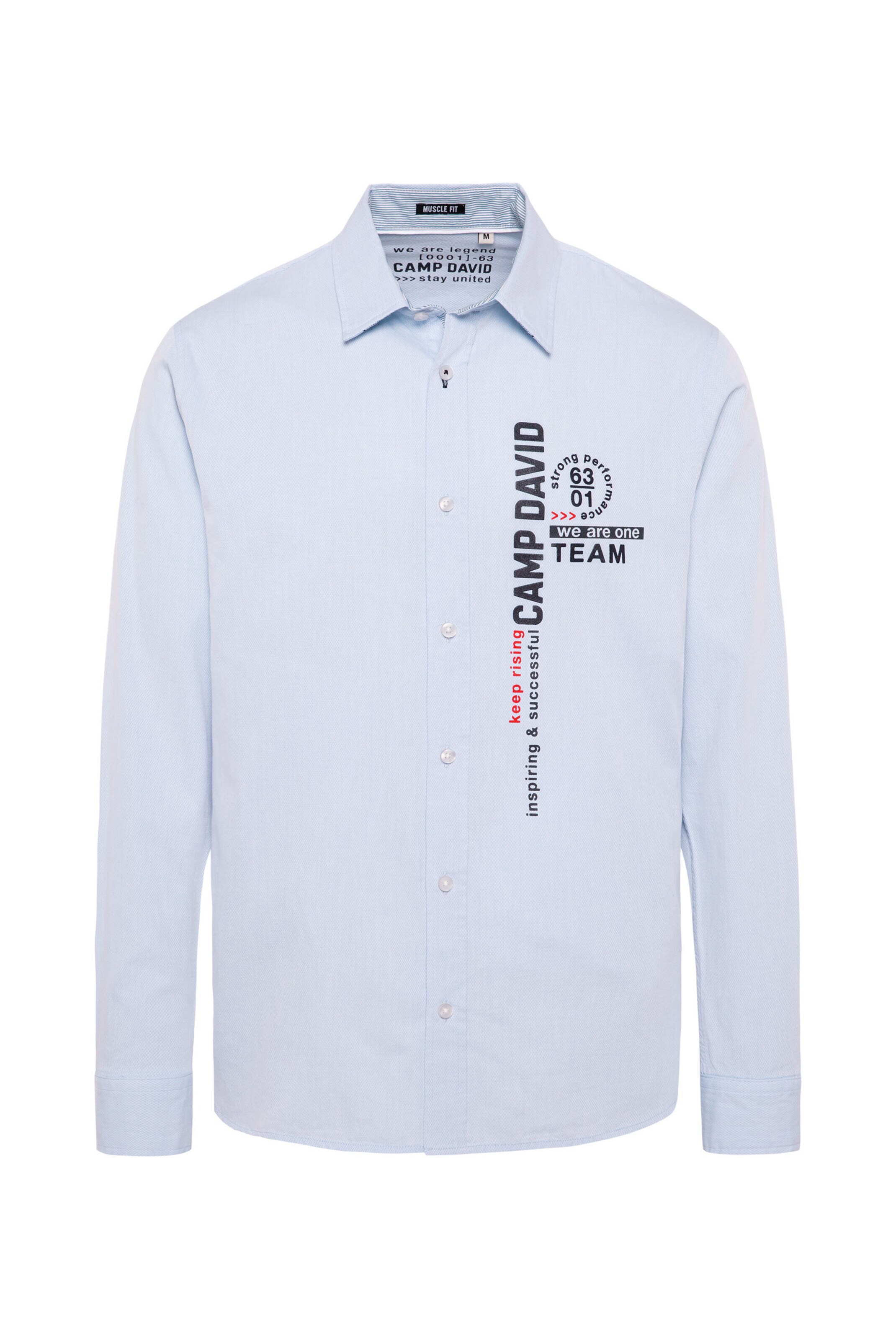 CAMP DAVID Slim fit Button Up Shirt in Blue: front
