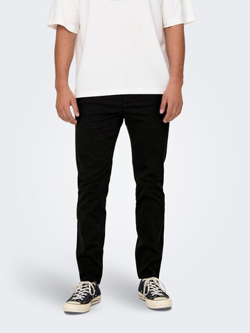 Coupe slim Pantalon chino 'ONSMARK LUCA' Only & Sons en noir : devant