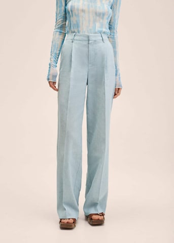 MANGO Loose fit Pleated Pants 'Tomy' in Blue: front
