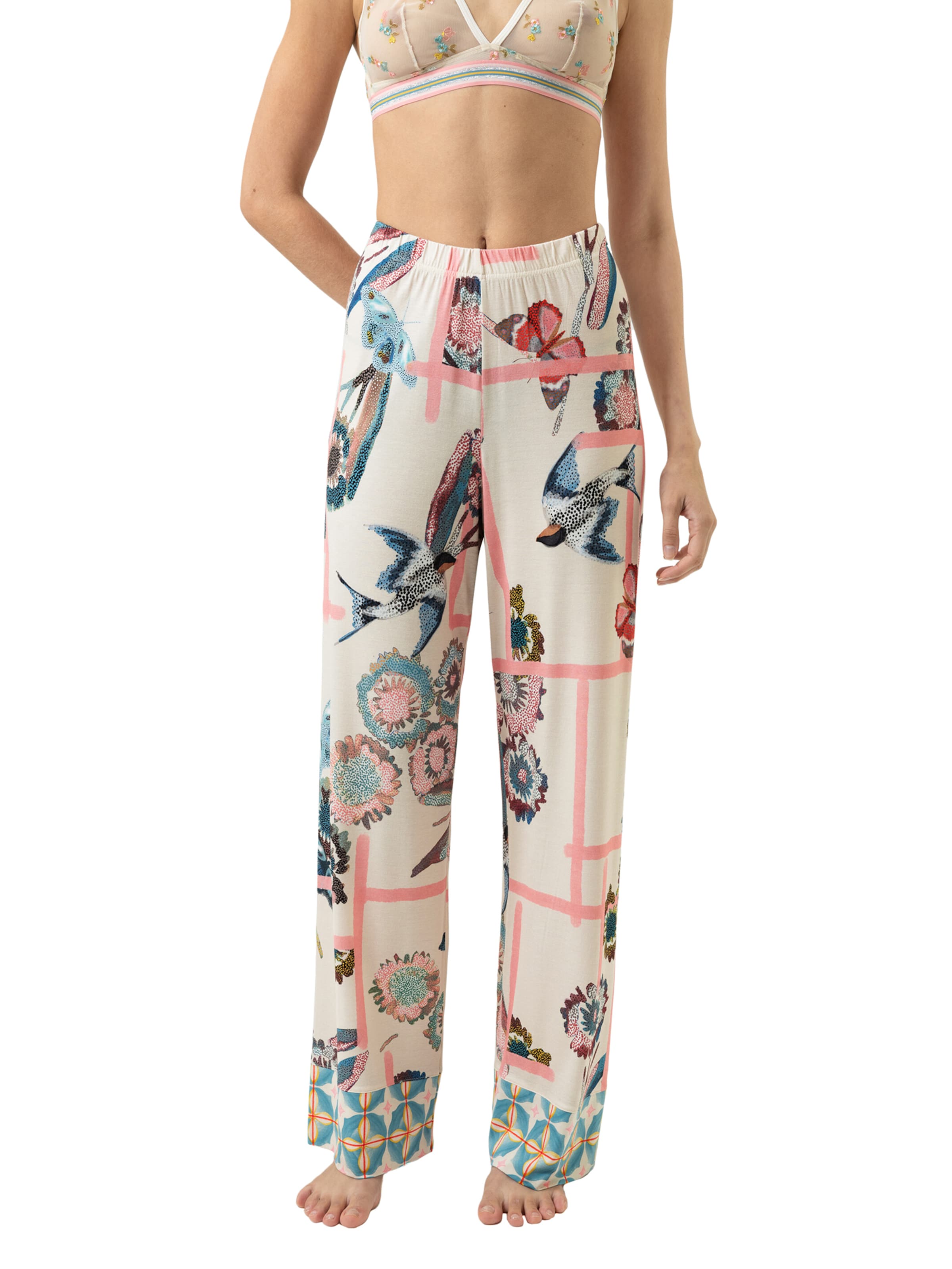 Pantalon de pyjama Mey en beige : devant