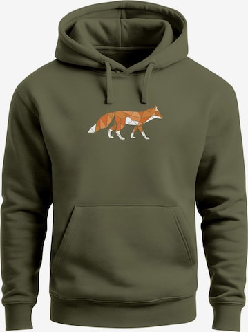 Neverless Sweatshirt 'Fuchs Polygon' in Grün: Vorderseite