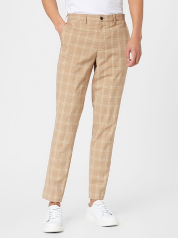 JACK & JONES Slim fit Trousers with creases 'FRANCO' in Brown: front