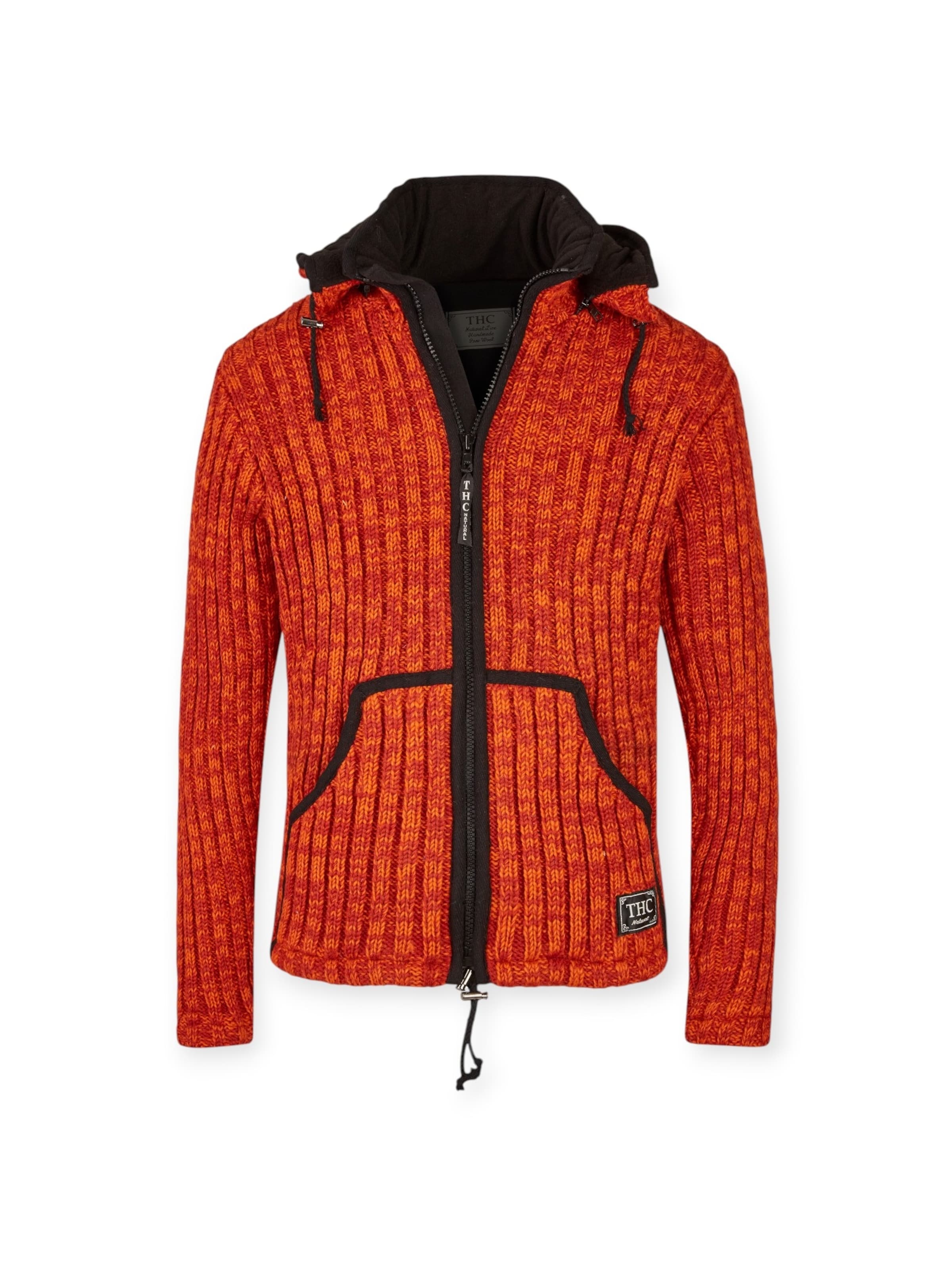 THC Natural Line Knit Cardigan 'THC 719' in Red: front