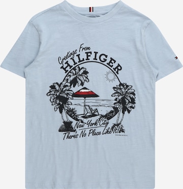 T-Shirt 'GREETINGS FROM' TOMMY HILFIGER en bleu : devant