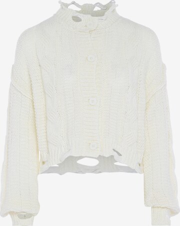 MYMO Knit Cardigan in White: front