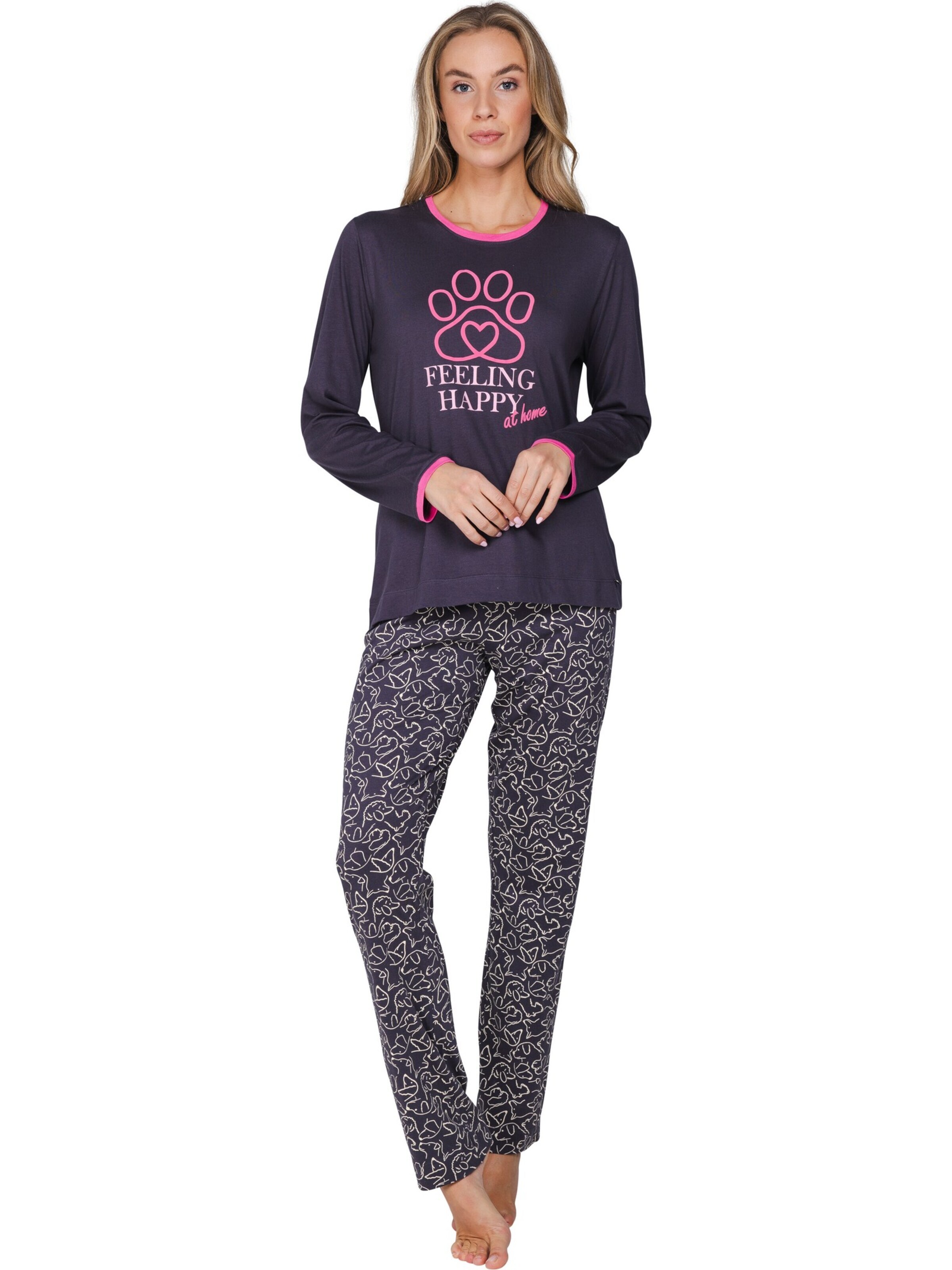 Rebelle Pajama 'Furry Friend' in Grey: front