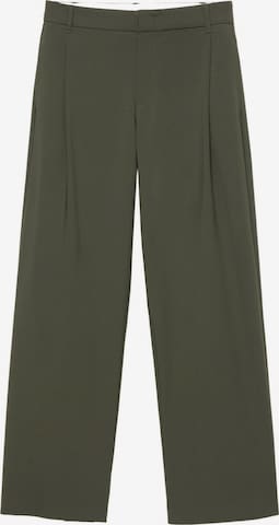 Pull&Bear Zvonové kalhoty Kalhoty se sklady v pase – zelená: přední strana