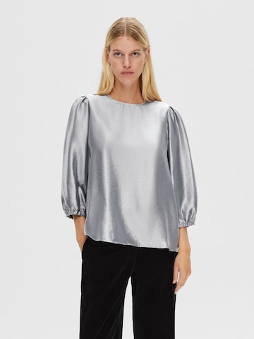 SELECTED FEMME Bluse 'Metallic' in Silber: predná strana