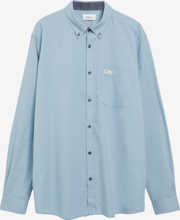 s.Oliver Men Big Sizes Button Up Shirt in Blue: front
