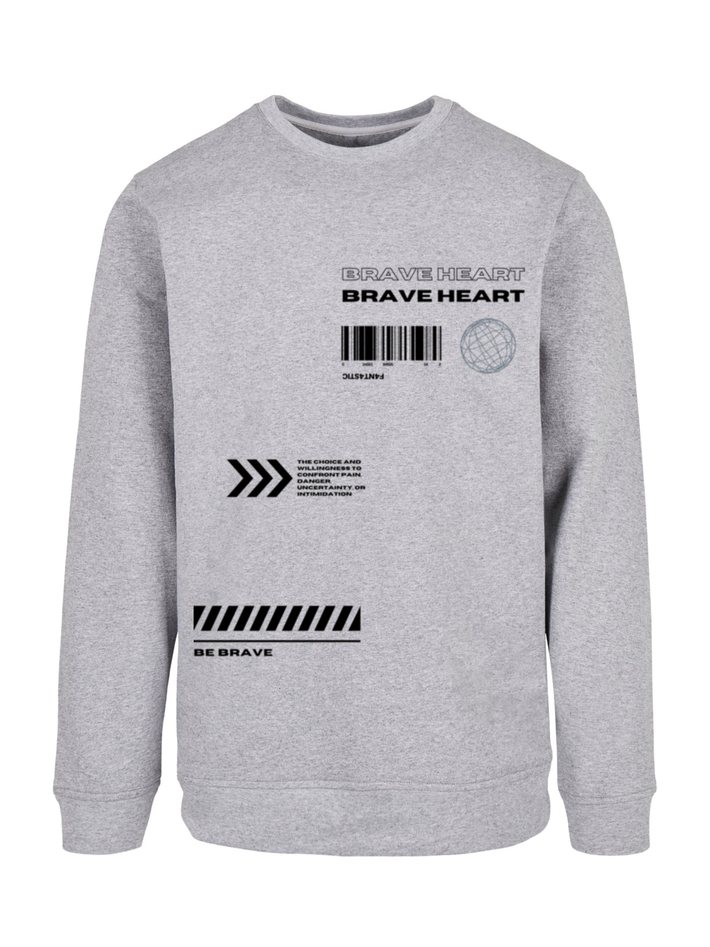 F4NT4STIC Sweatshirt 'Brave Heart' in Grau: Vorderseite