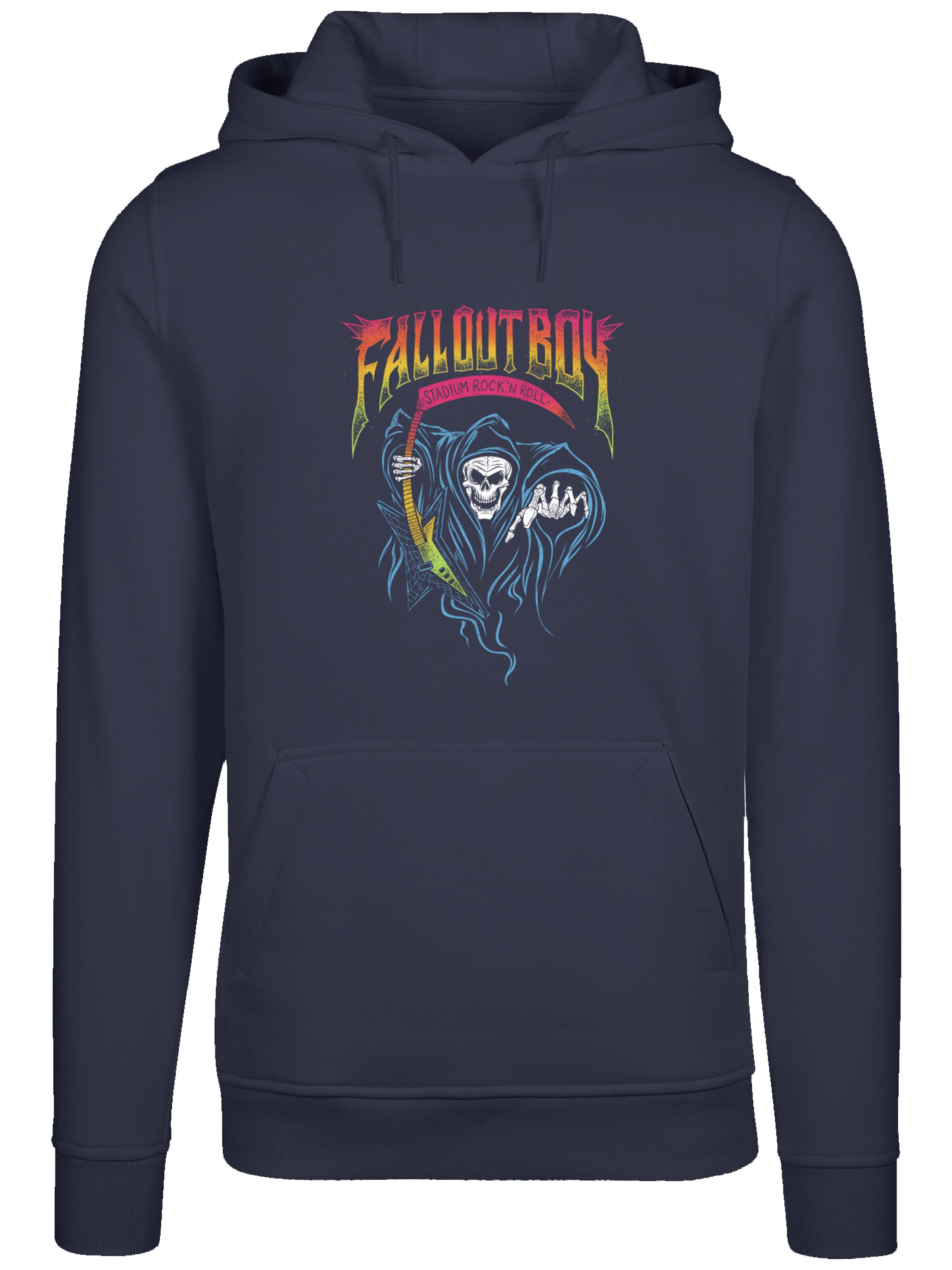 F4NT4STIC Sweatshirt 'Fall Out Boy Rock And Roll Reaper' in Blauw: voorkant
