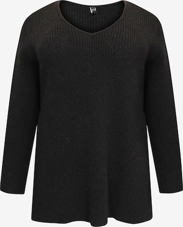 Yoek Oversized Sweater in Black: front