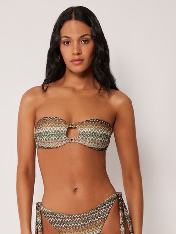 CALZEDONIA Bandeau Bikini Top 'Elegant Ethnic' in Green: front