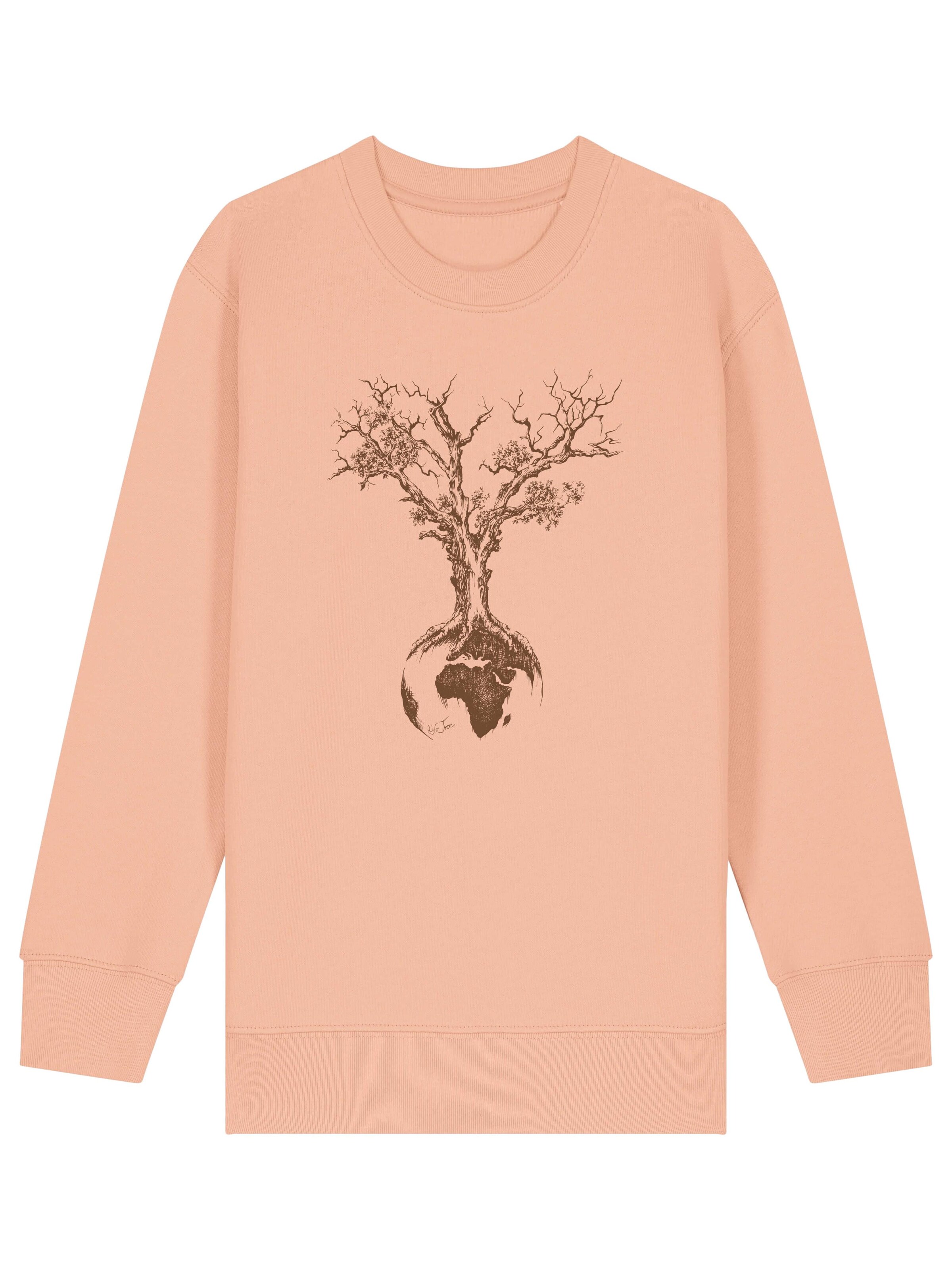 Life-Tree Sweatshirt 'Organic Fairwear Sweater Kids Unisex Weltenbaum' in Orange: front