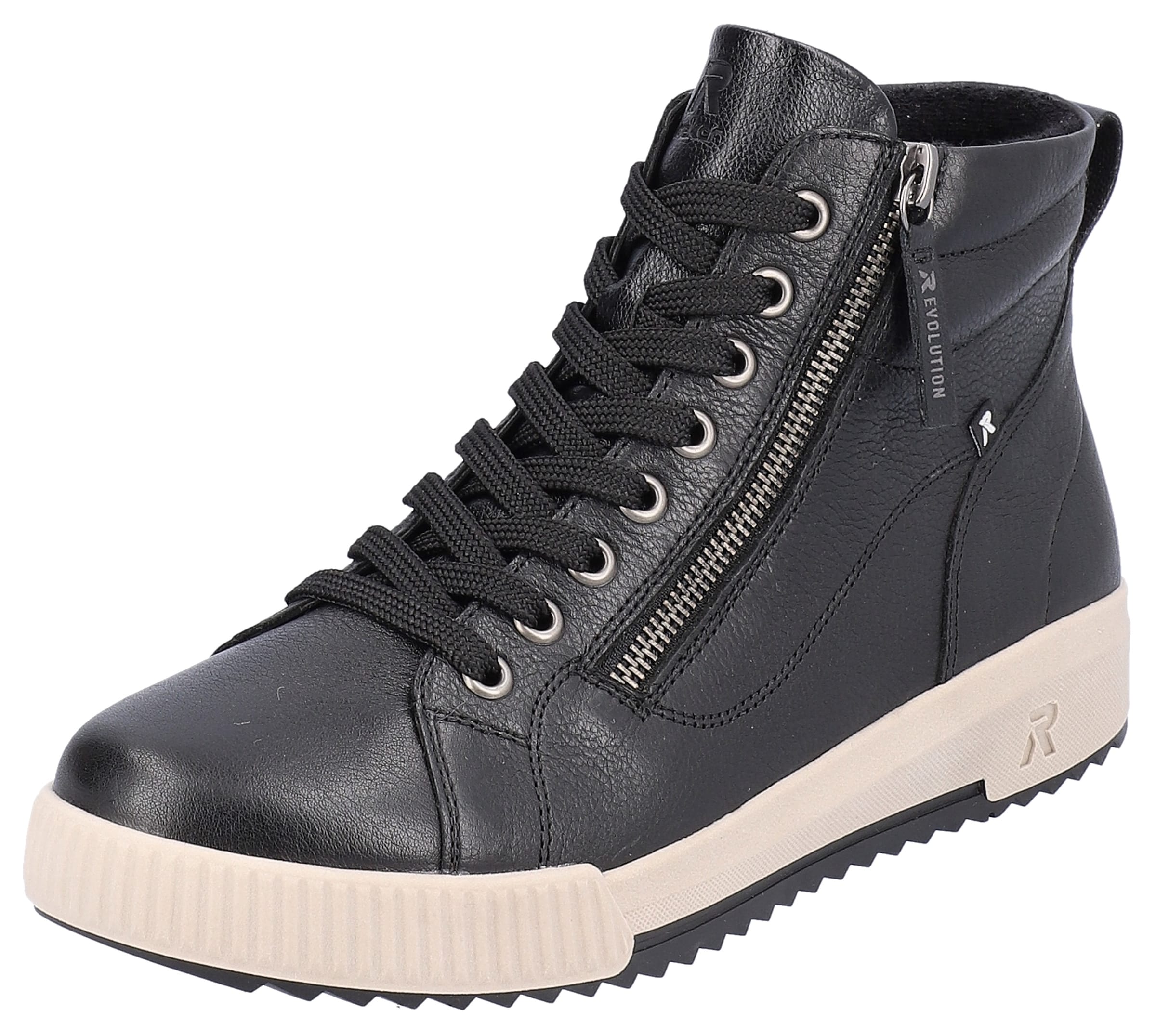 Sneaker alta di Rieker Sport in nero: frontale