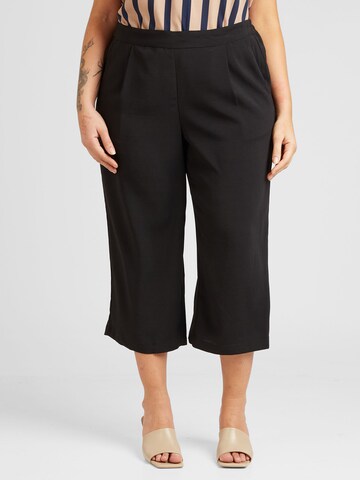 Vero Moda Curve Loosefit Kalhoty se sklady v pase – černá: přední strana