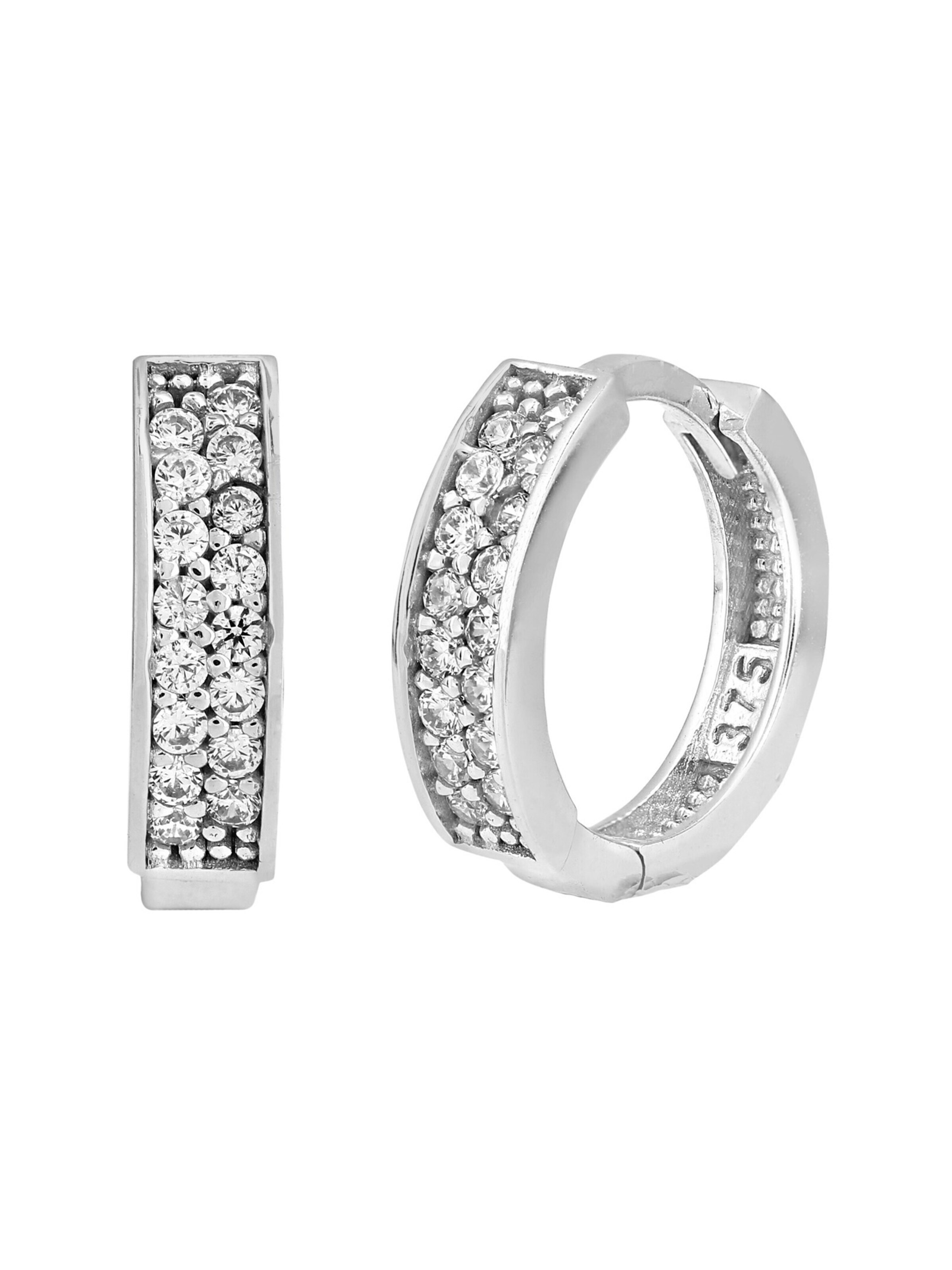 Boucles d'oreilles 'Creolen aus 375 Weißgold mit Zirkonia' DIAMANT LETERNEL en argent : devant