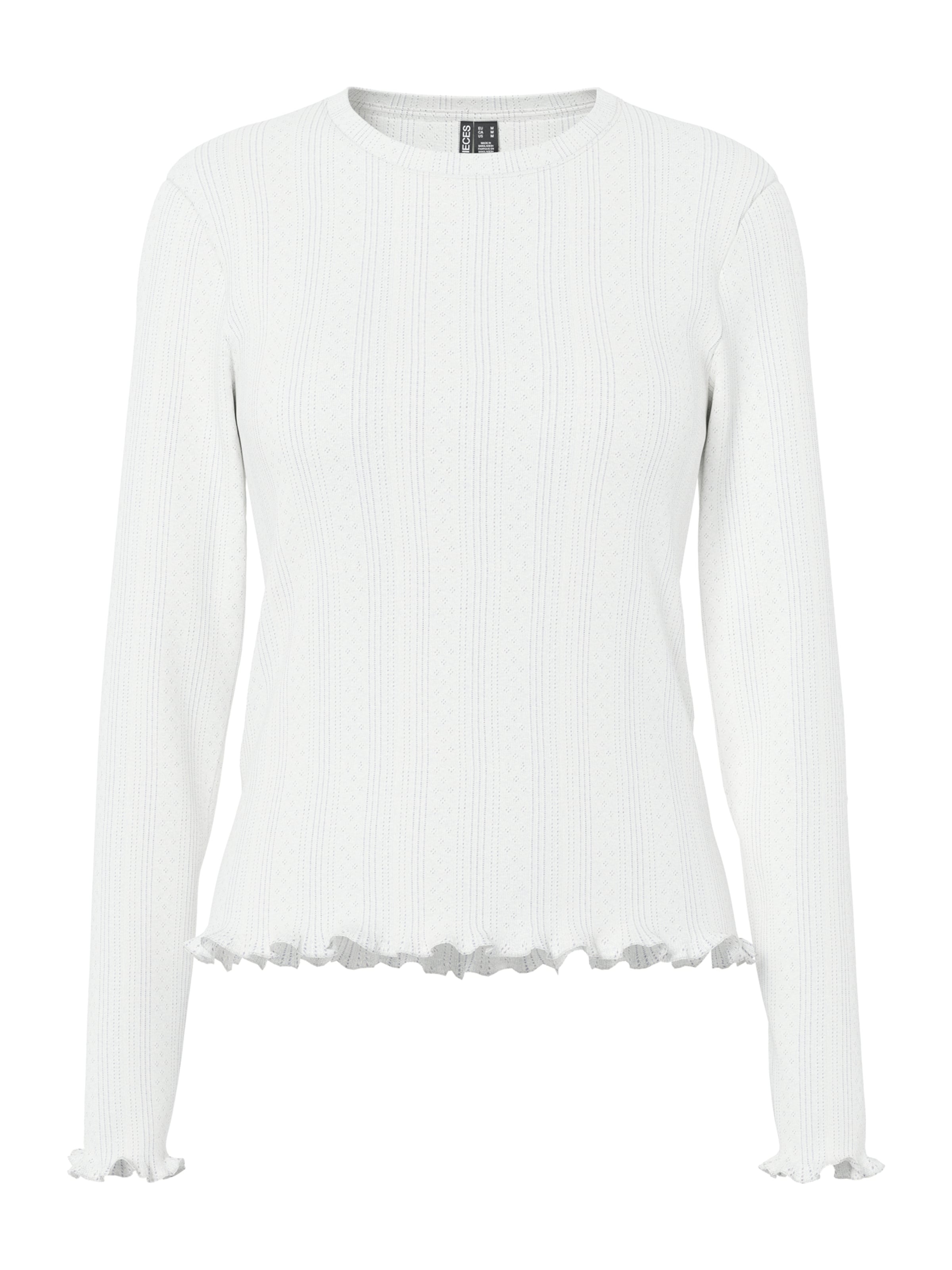 PIECES Langarmshirt in Weiß: Vorderseite