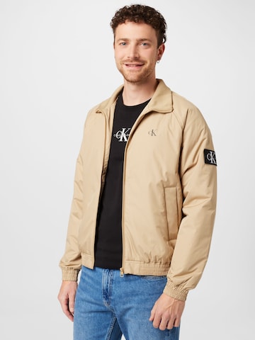 Calvin Klein Jeans Демисезонная куртка 'Harrington' в Бежевый: спереди