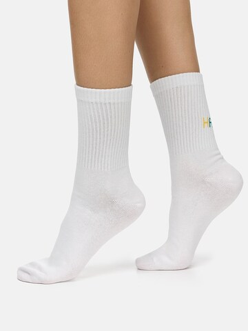 Chaussettes ' Good Vibes Motiv Statement Socken Tennissocken ' Nur Die en blanc