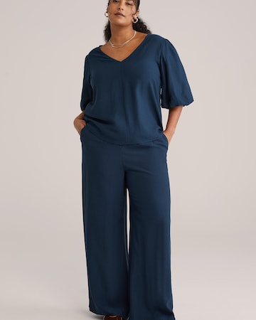 mėlyna WE Fashion Plačios klešnės Kelnės