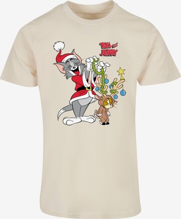 ABSOLUTE CULT Shirt 'Tom And Jerry - Reindeer' in Beige: voorkant