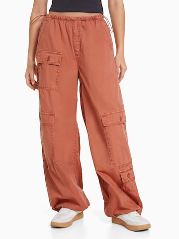 Wide Leg Pantalon cargo Bershka en rose : devant