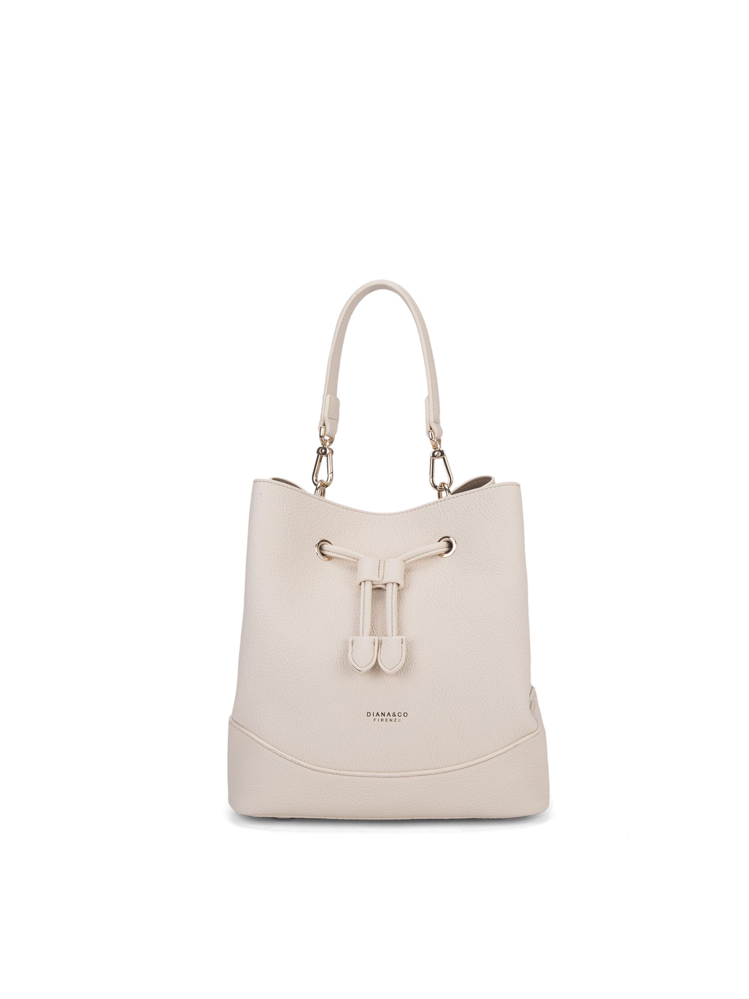 Borsa a mano 'Borsa a Mano Donna Vegan Leather con Coulisse e Tracolla Rimovibile' di Diana&Co. in marrone: frontale