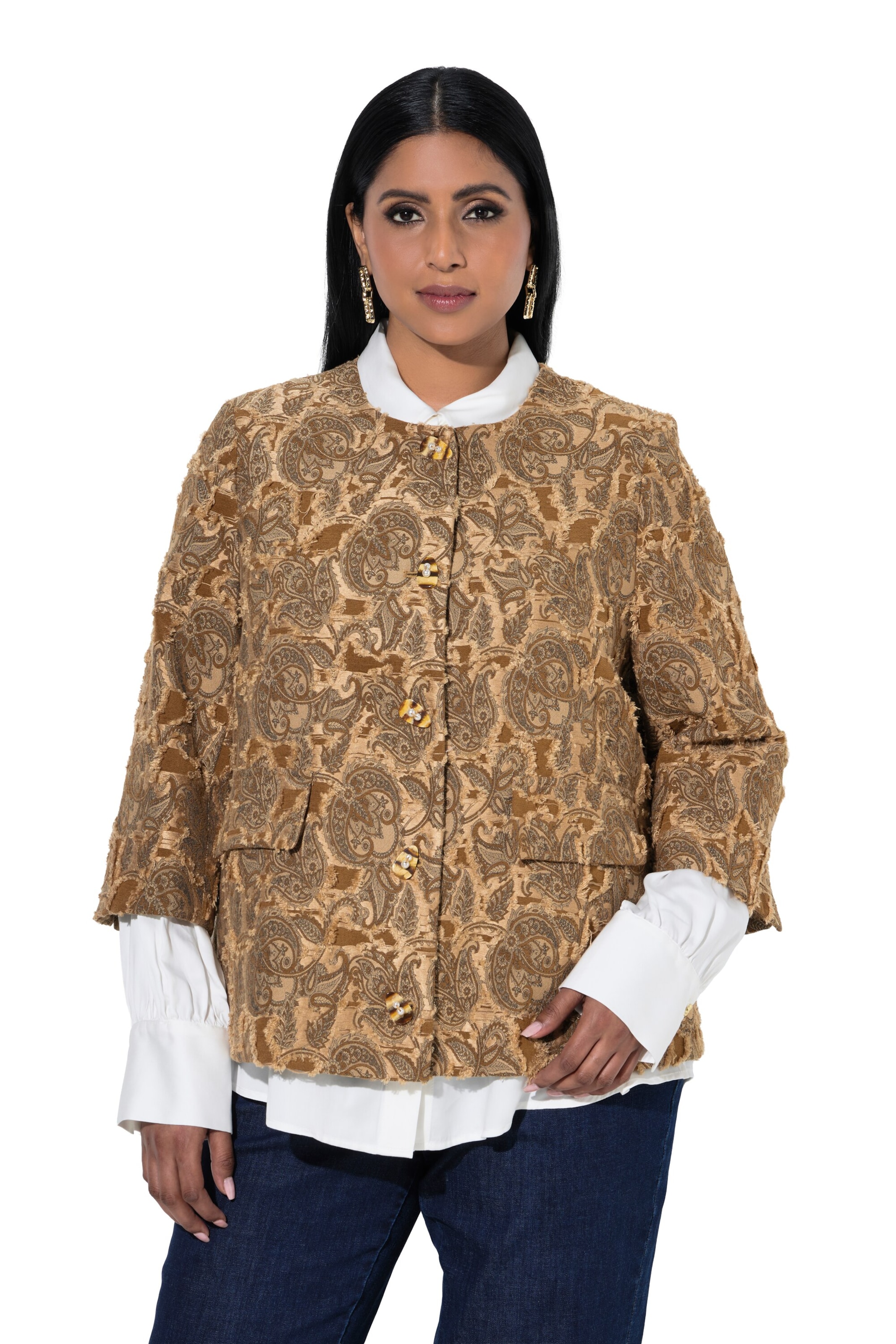 Ulla Popken Between-season jacket in Beige: front