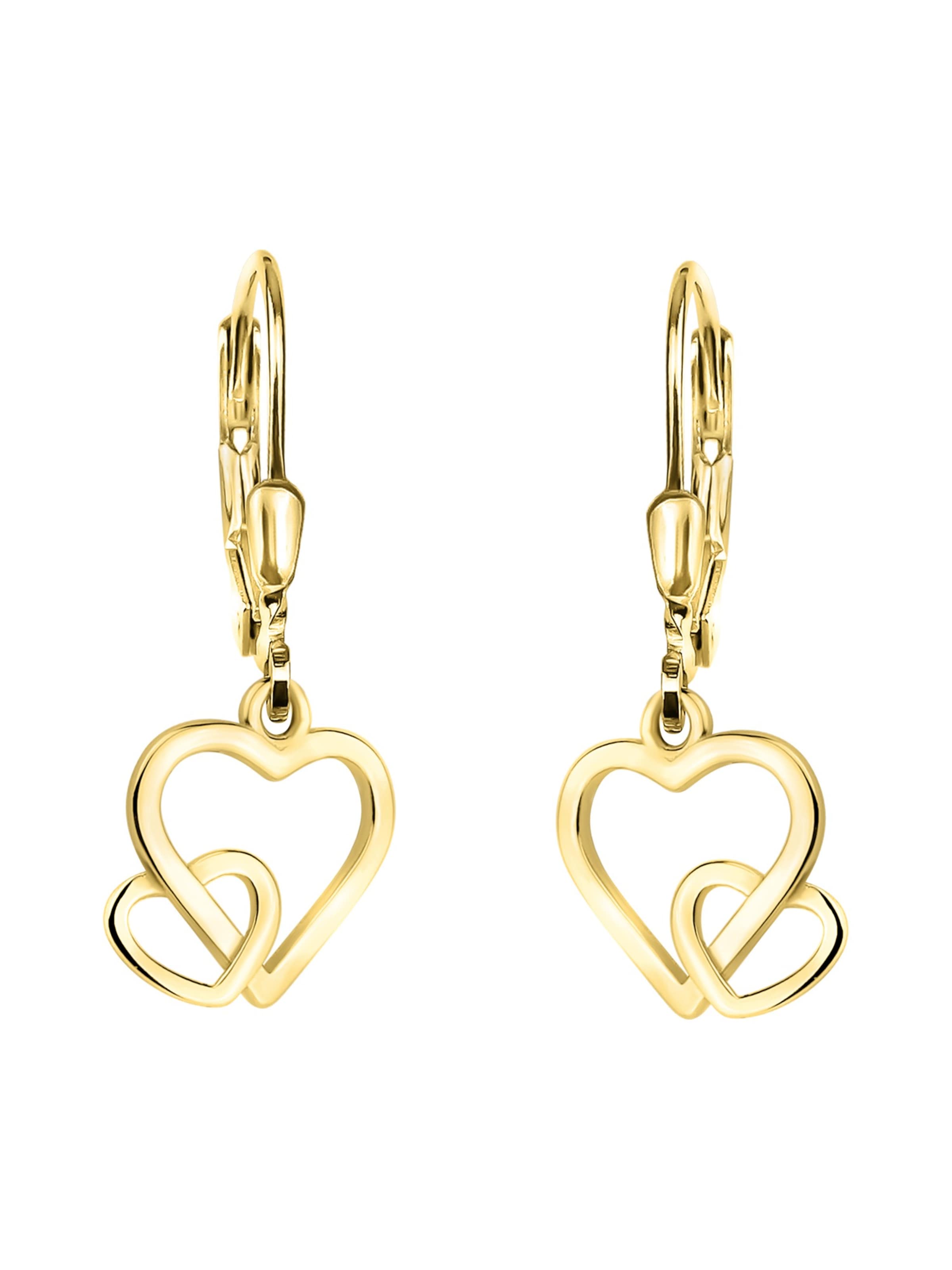 Sofia Milani Ohrringe 'Doubled Heart'‌‌‌ in Gold: Vorderseite