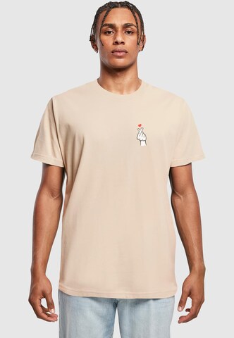 Mister Tee Shirt 'Love Sign' in Beige: voorkant