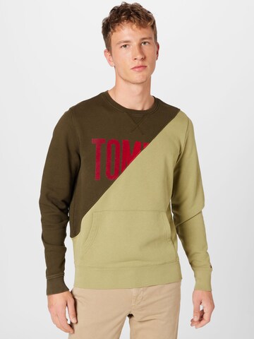 Sweat-shirt Tommy Jeans en vert : devant