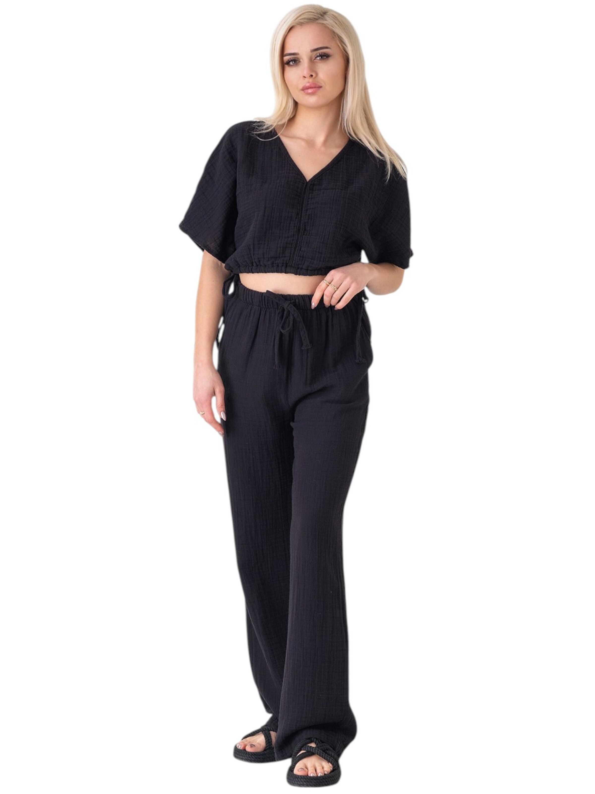 Wide Leg Pantalon 'Eleni' WENOR en noir : devant