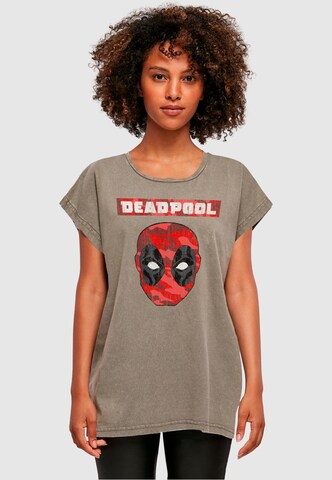 ABSOLUTE CULT T-Shirt 'Deadpool - Camo Head' in Braun: Vorderseite