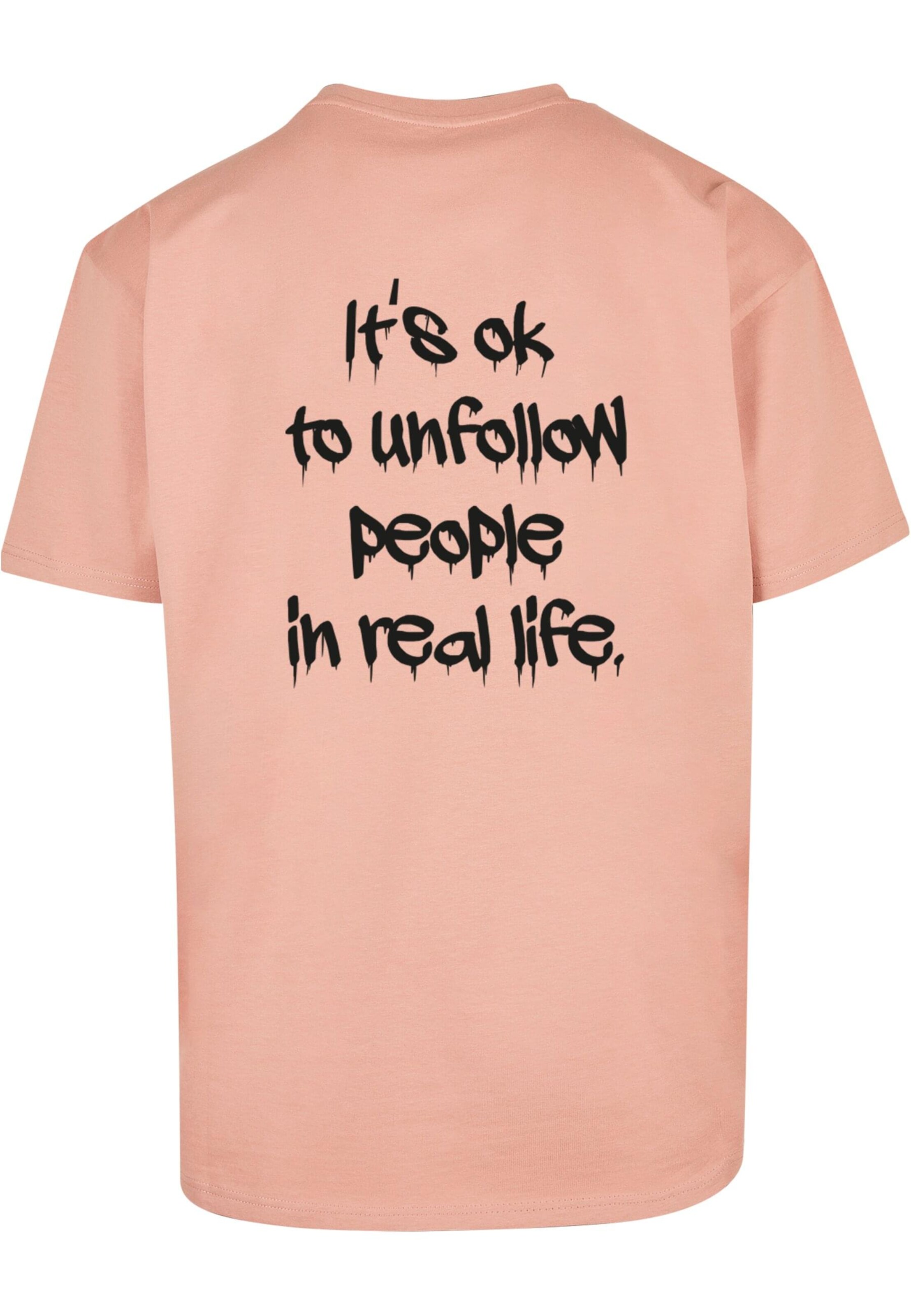 T-Shirt 'Unfollow' Merchcode en rose